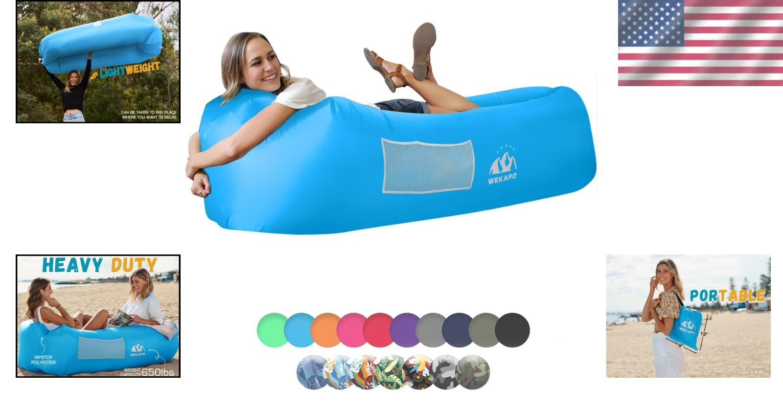 Compact Foldable Inflatable Sofa with Anti-Deflate Technology - 650 lb Capacity