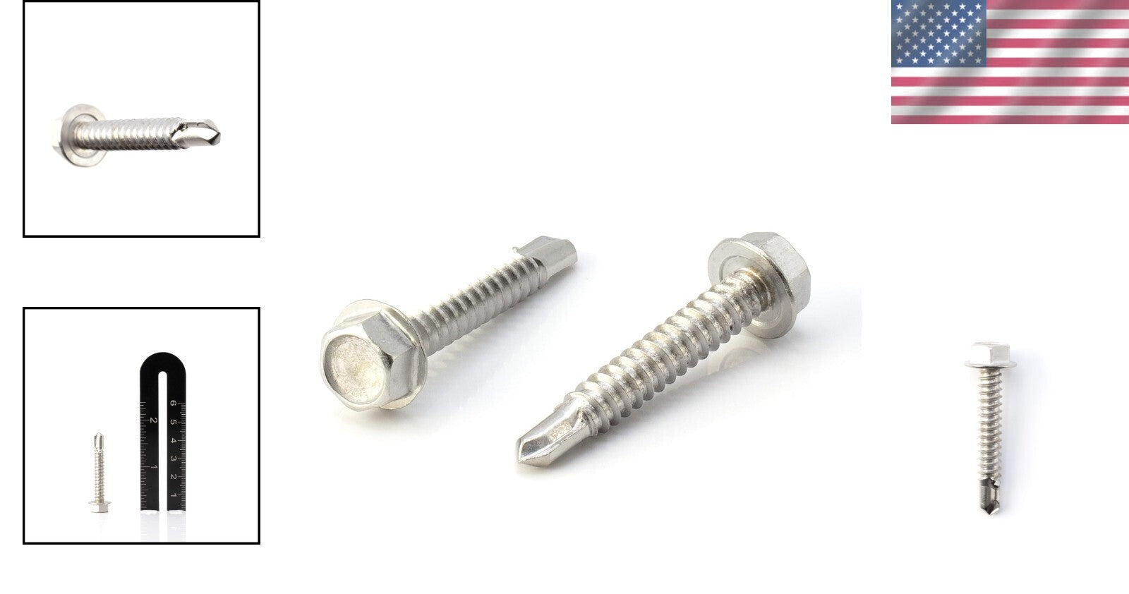 Hex Washer Head Self-Drilling Screws - 1.5" Length, 100ct for Professionals
