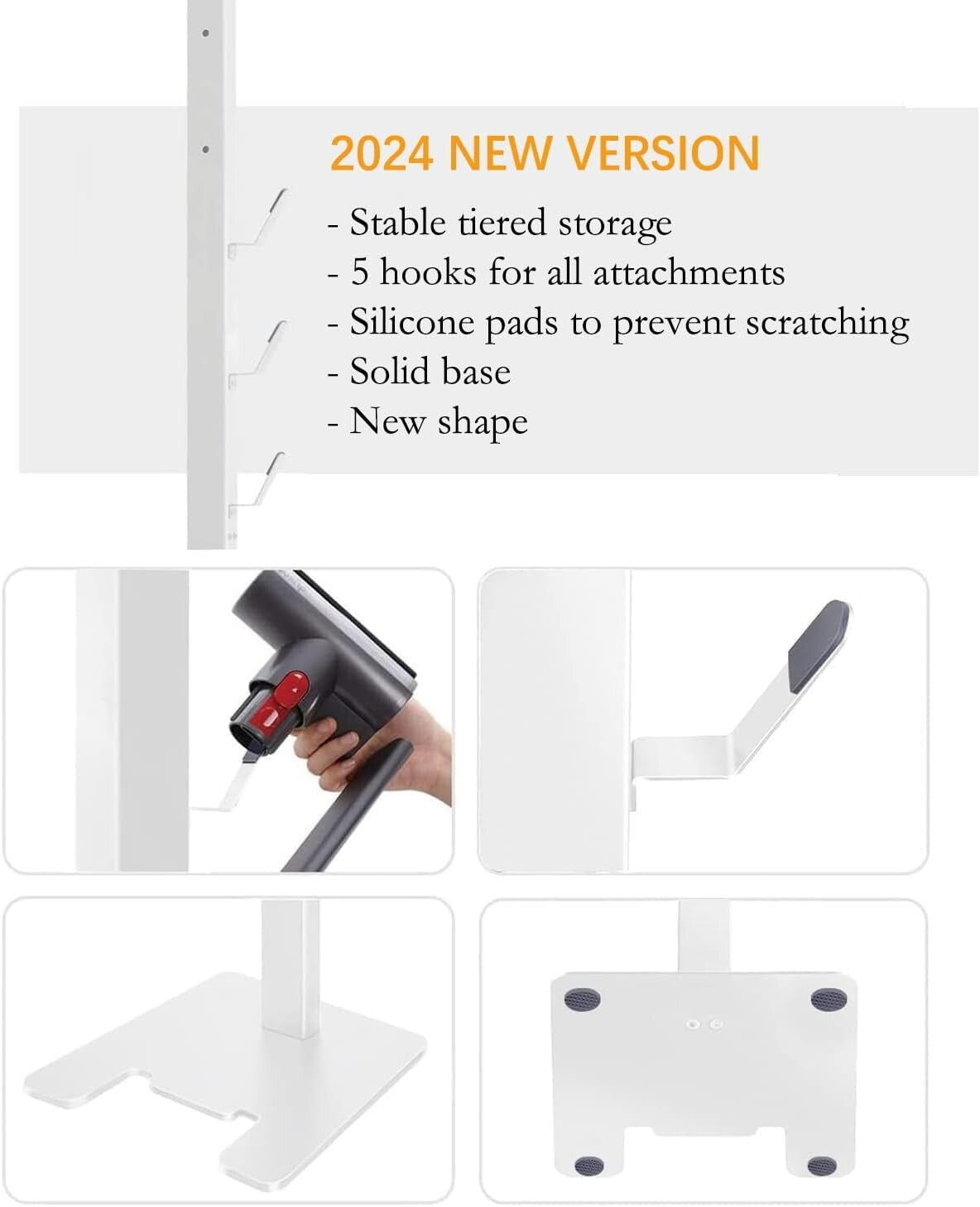 Durable Metal Organizer Rack with 5 Hooks for V-Series Cordless Vacuum Cleaners