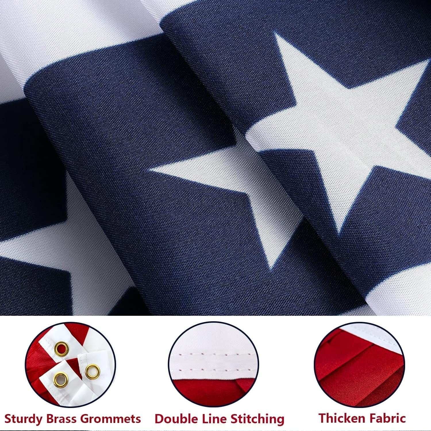 6-Pack 3x6 Ft American Flag Bunting - Bright Pleated Fan Flag for Celebrations