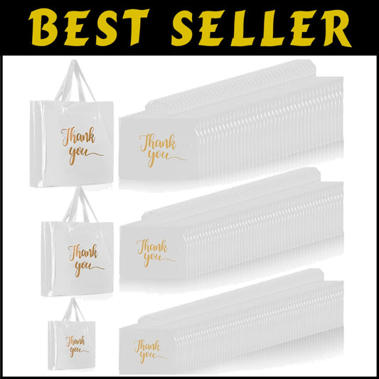 Versatile 200 Pcs White Thank You Bags - Sturdy, Stylish & Polka Dot Design