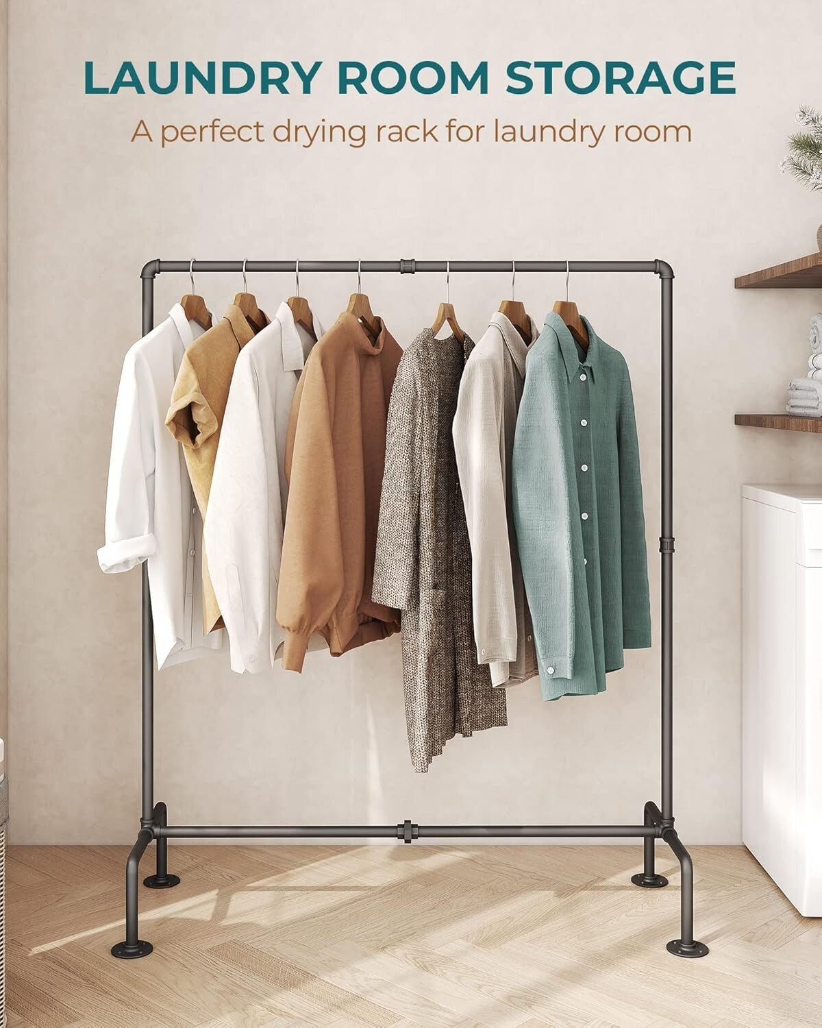 4-Shelf Industrial Pipe Clothes Rack - Effortless Garment Display and Storage