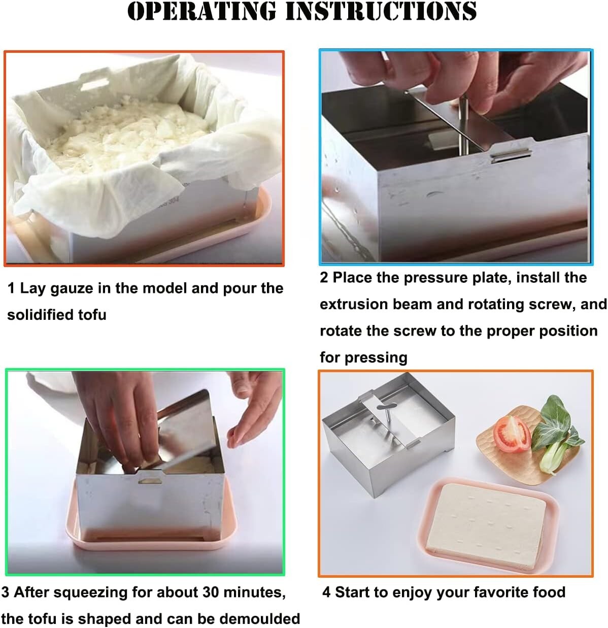 304 Stainless Steel Vegan Cheese Press with Drip Tray & Tofu Press Towel