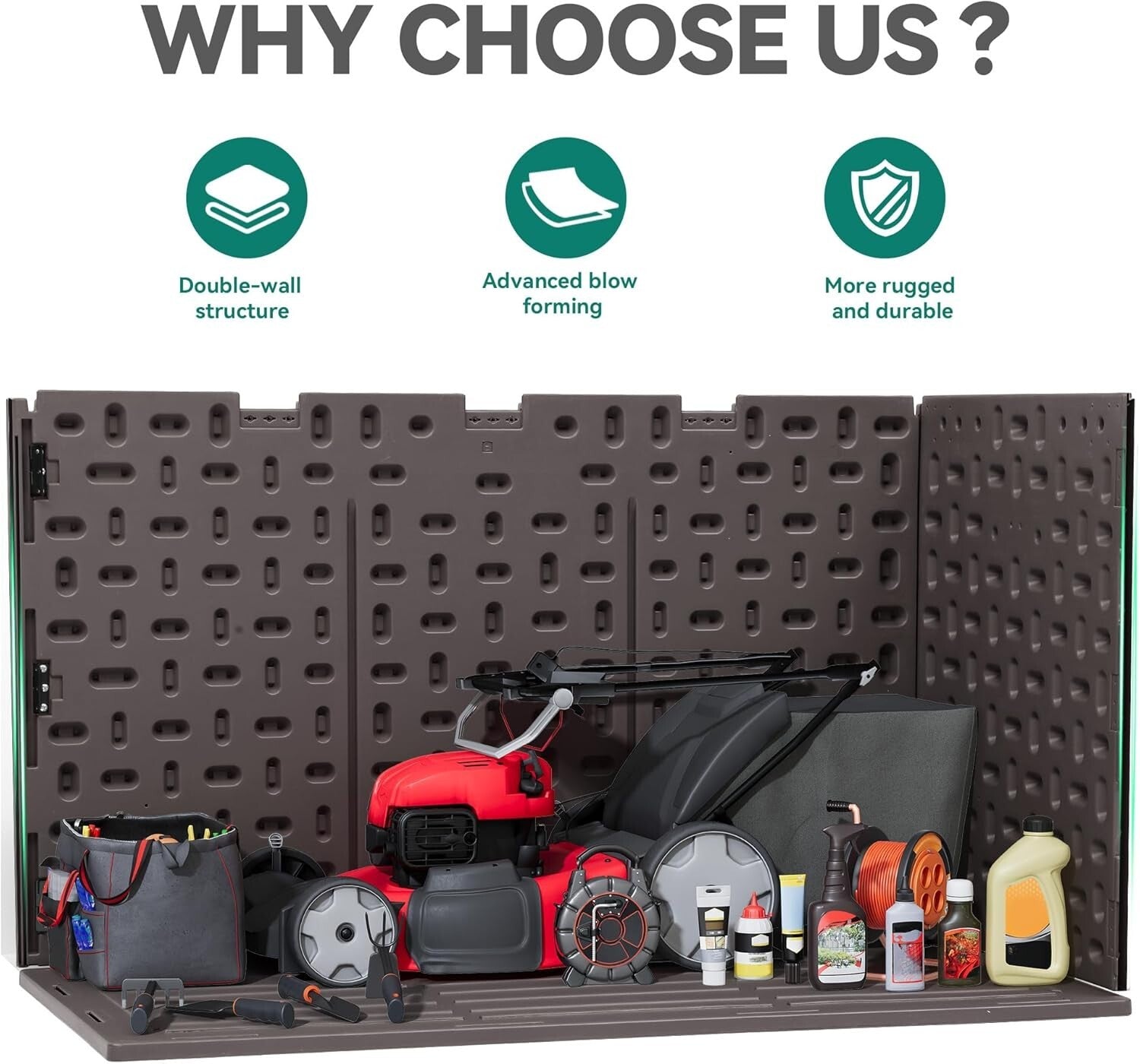 200 Gallon Double-Wall Deck Box with Divider – Water-Resistant Outdoor Storage