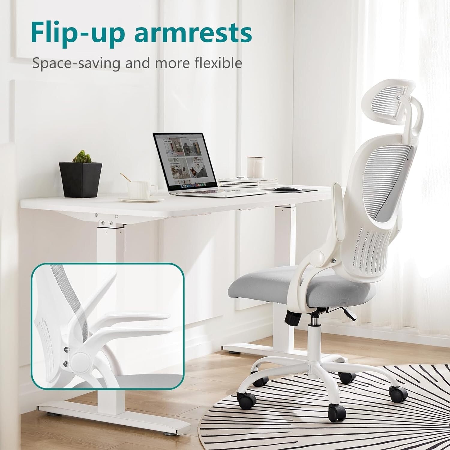 Modern Grey Ergonomic Swivel Chair with Adjustable Height and Comfortable Design