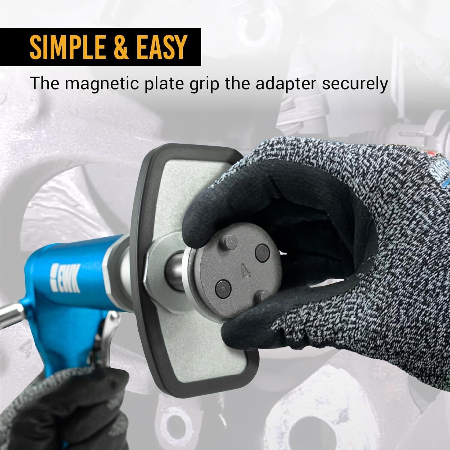 Efficient 16-Pc Brake Caliper Piston Tool with Magnetic Pins & Adjustable Handle