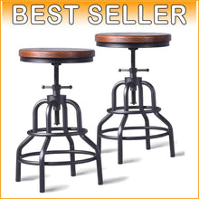 Load image into Gallery viewer, Brown Wood and Metal Counter Height Swivel Stool - Set of 2 for Rustic Charm
