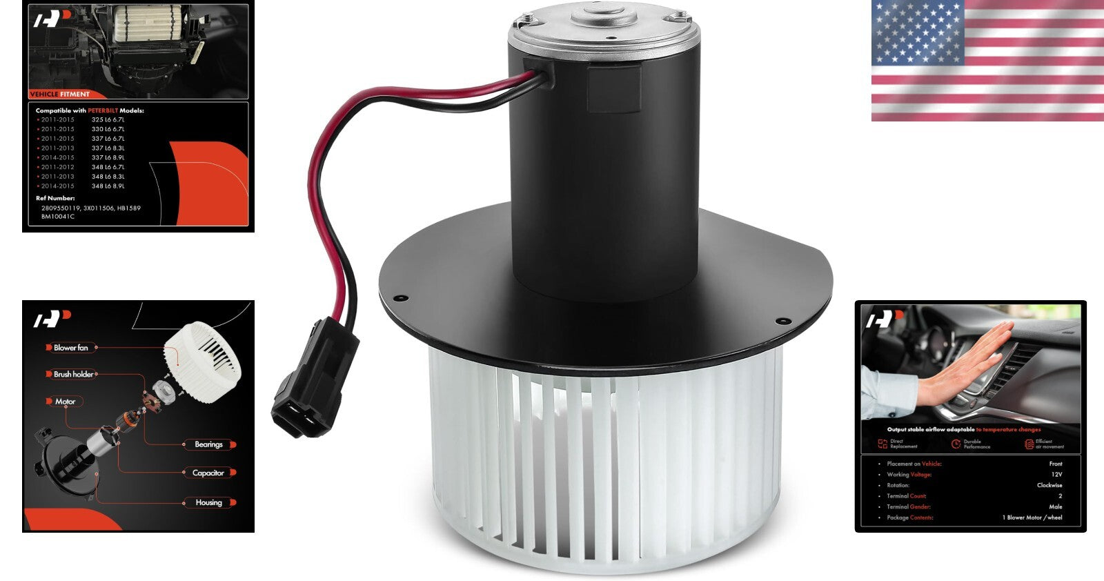 Peterbilt 325/330/337/348 Heater Blower Motor - Easy Installation, Reliable Fit