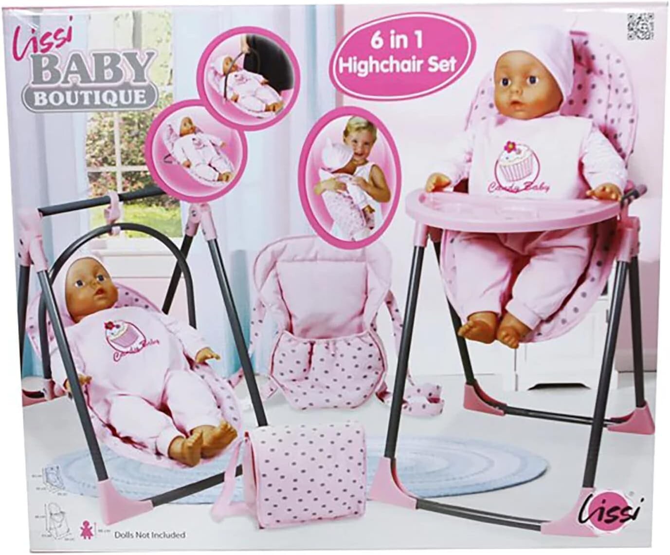 Lightweight 6-in-1 Baby Doll Highchair: Portable Swing, Carrier & Diaper Bag