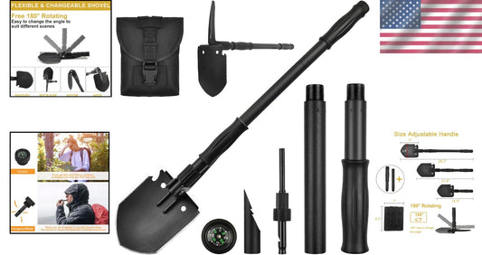 28.3'' Folding Survival Shovel with Multifunctional Tools for Outdoor Adventures
