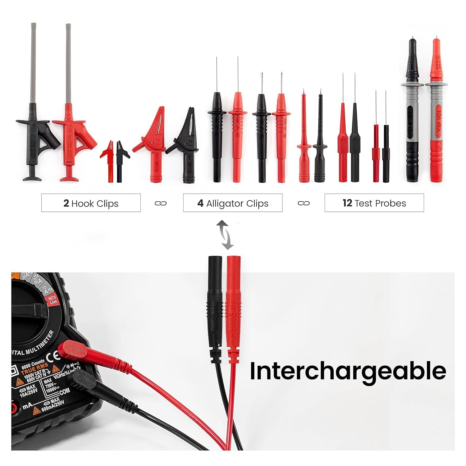 Comprehensive 23PCS Multimeter Kit with Replaceable Probes & Alligator Clips