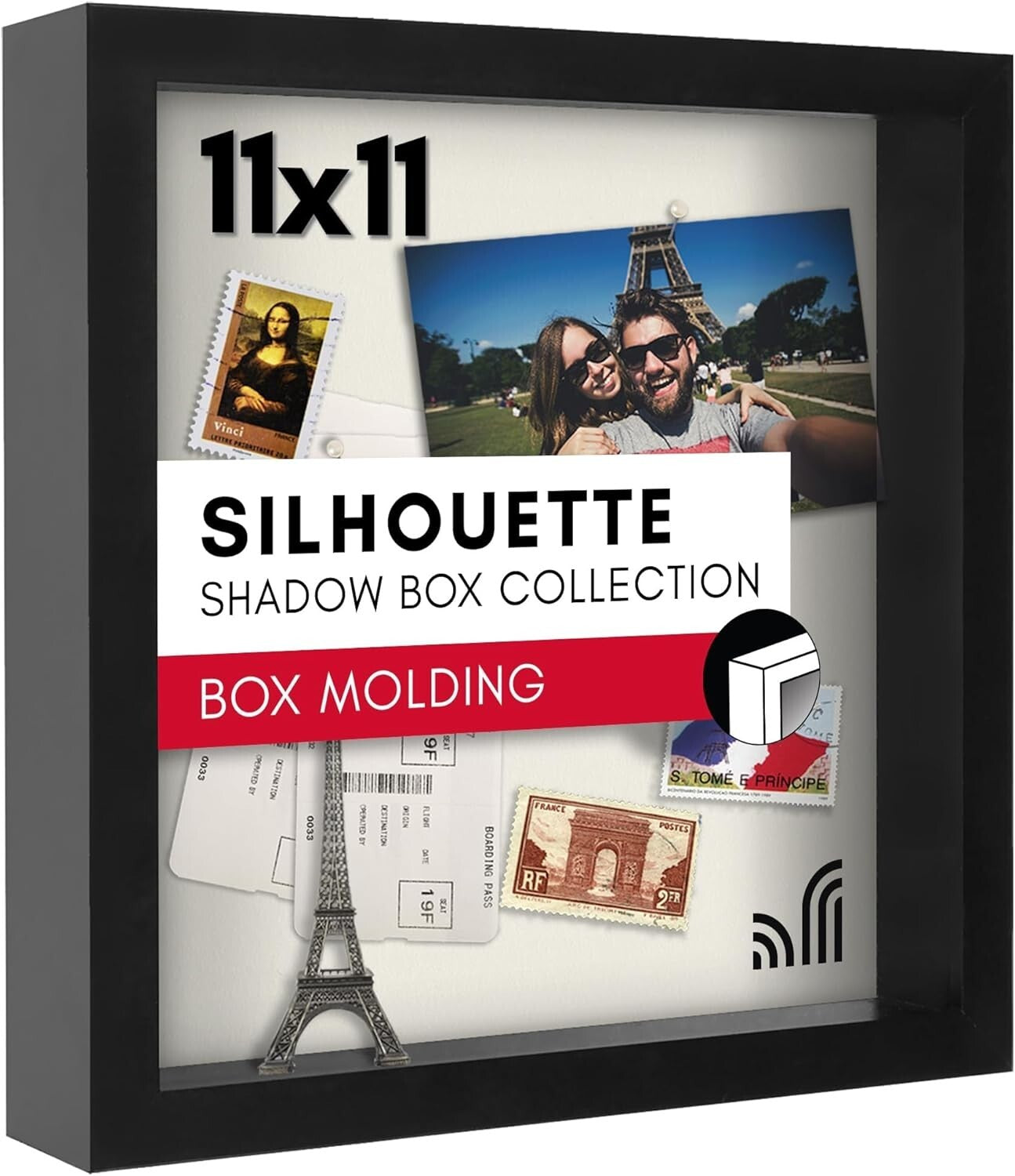 11x11 Shadow Box Frame - Stylish Black Display Case with Shatter-Resistant Glass