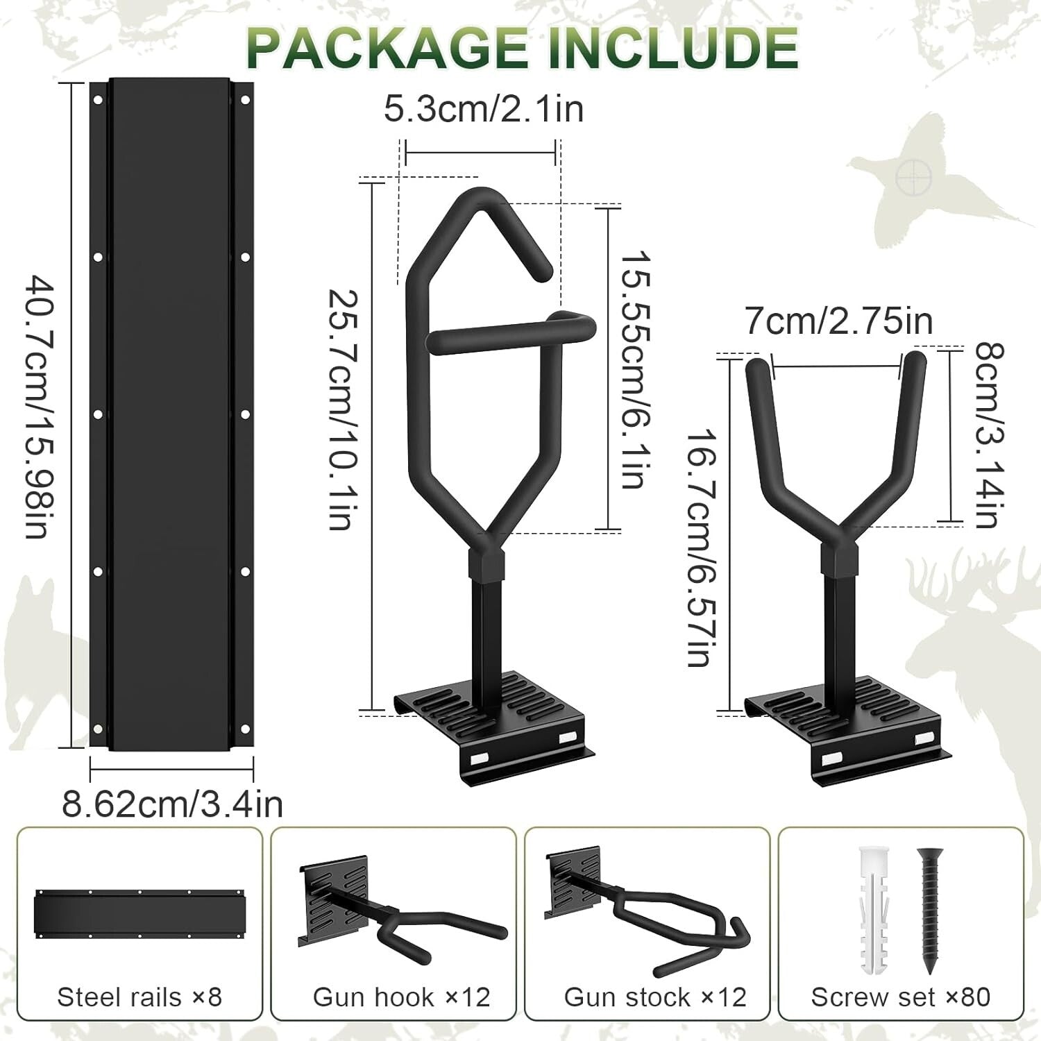 Durable Steel Wall-Mounted Gun Rack - Adjustable Display for Shotguns & Rifles