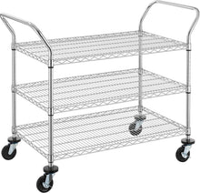 Load image into Gallery viewer, Commercial Grade Heavy Duty 3-Tier Utility Cart with Ergonomic Handles &amp; Wheels