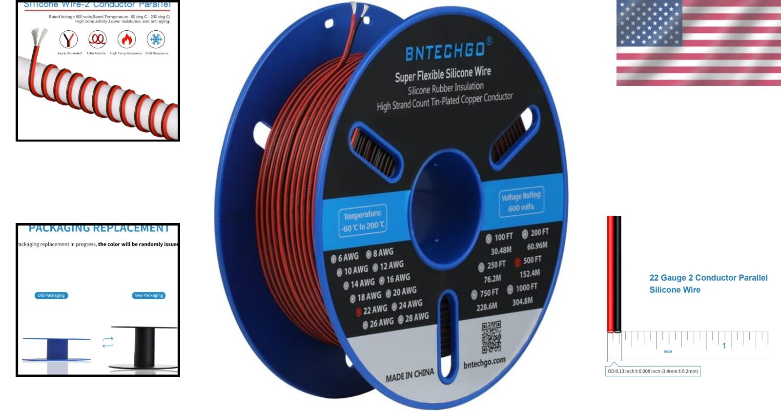 High-Temperature Resistant 22 AWG Silicone Wire 500ft for Various Applications