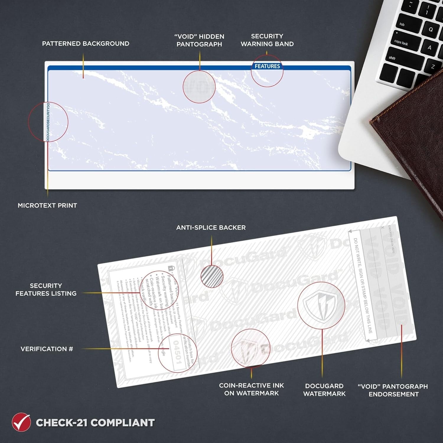 Eco-Friendly 24 lb Blue Marble Top Checks - 2500 Sheets with Anti-Fraud Features