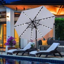 Load image into Gallery viewer, Stylish 11FT Solar Patio Umbrella with 32 Durable LED Lights for Outdoor Fun