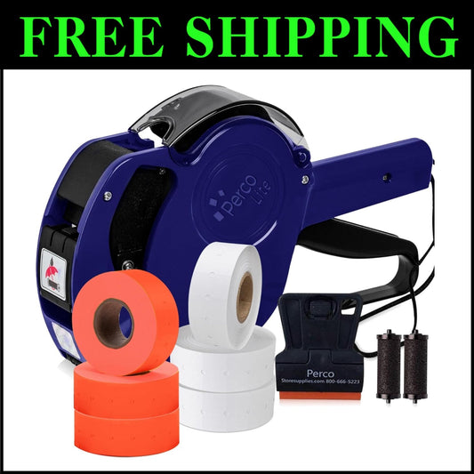 Lite Price Gun Kit: Includes Fluorescent Red Rolls & Easy-Load Labels (6000 pcs)