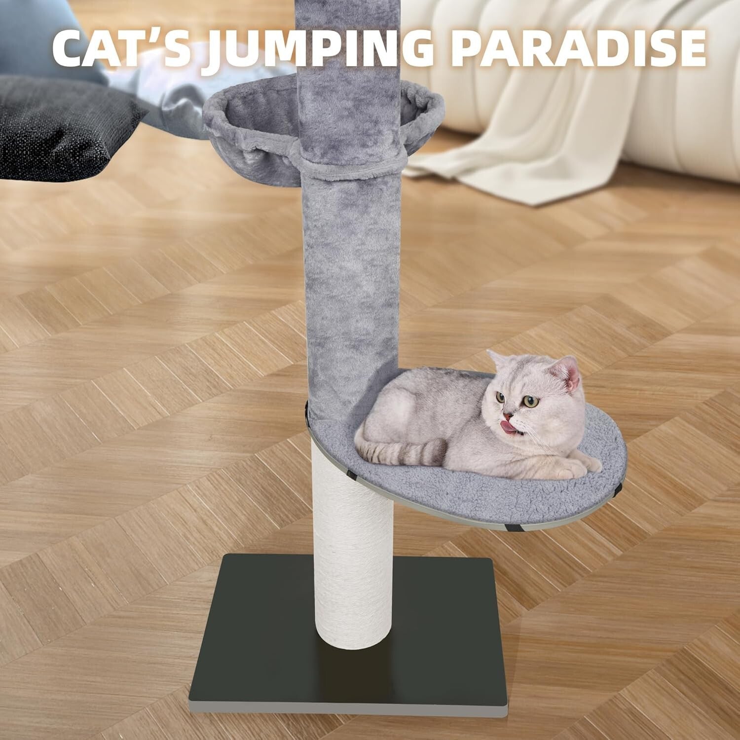 Durable Adjustable Cat Climbing Tree With Hammock - Ideal For Energetic Kittens