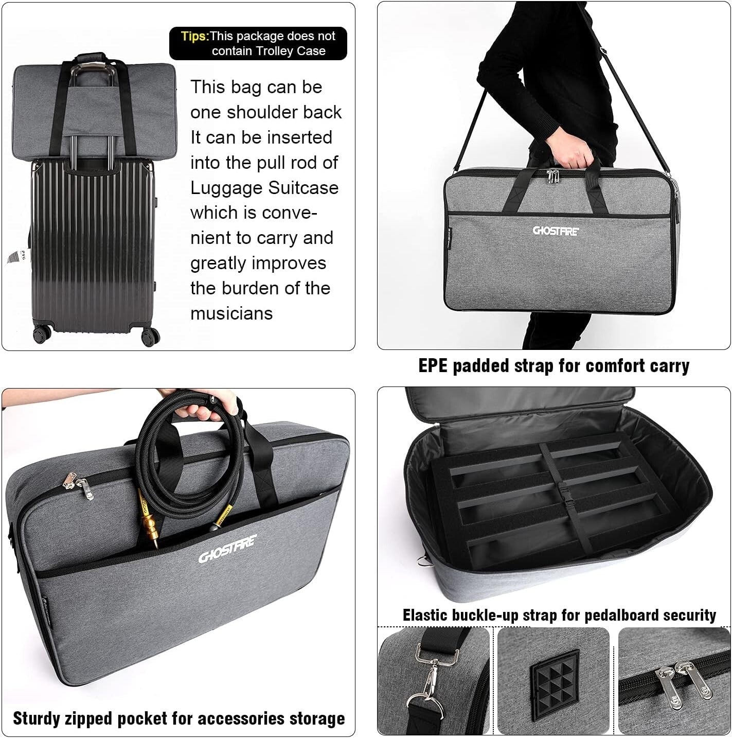 Aluminum Guitar Pedal Board 27.5''x12.5'' for Musicians - Ergonomic and Portable