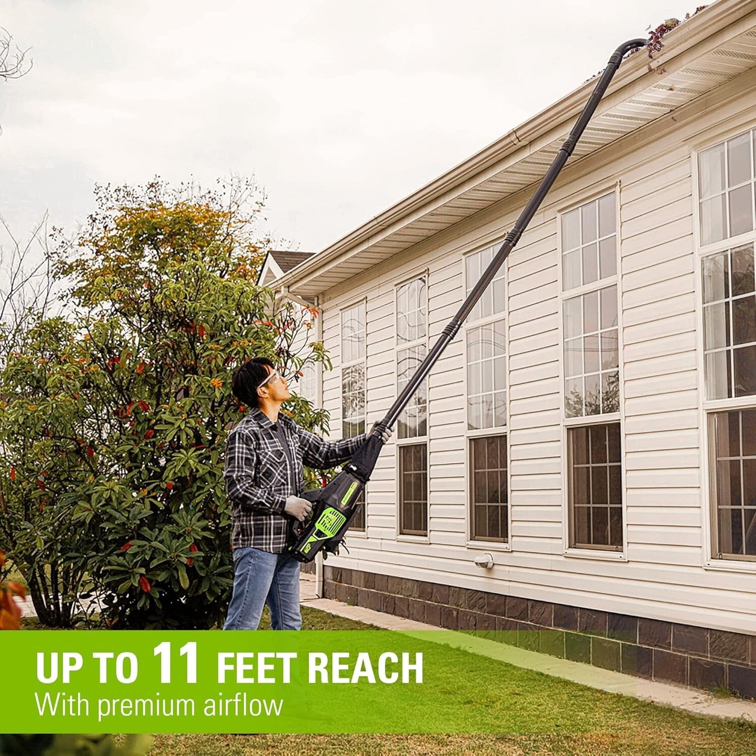 11-ft Reach Gutter Cleaning Kit for Blowers/Vacs - Includes Universal Adapter