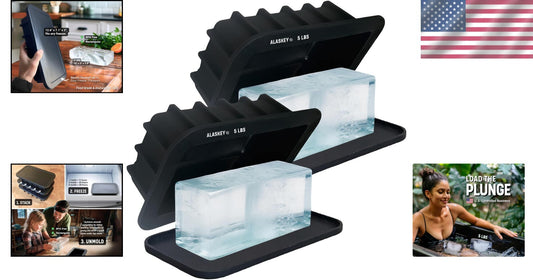 2-Pack Extra Large Ice Block Mold with Lid - 5 lbs Silicone Tray for Coolers