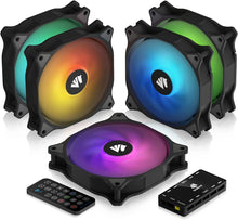 Load image into Gallery viewer, Durable 120mm PC Fans with Gold Wire LEDs - Silent Operation &amp; 30,000 Hour Life