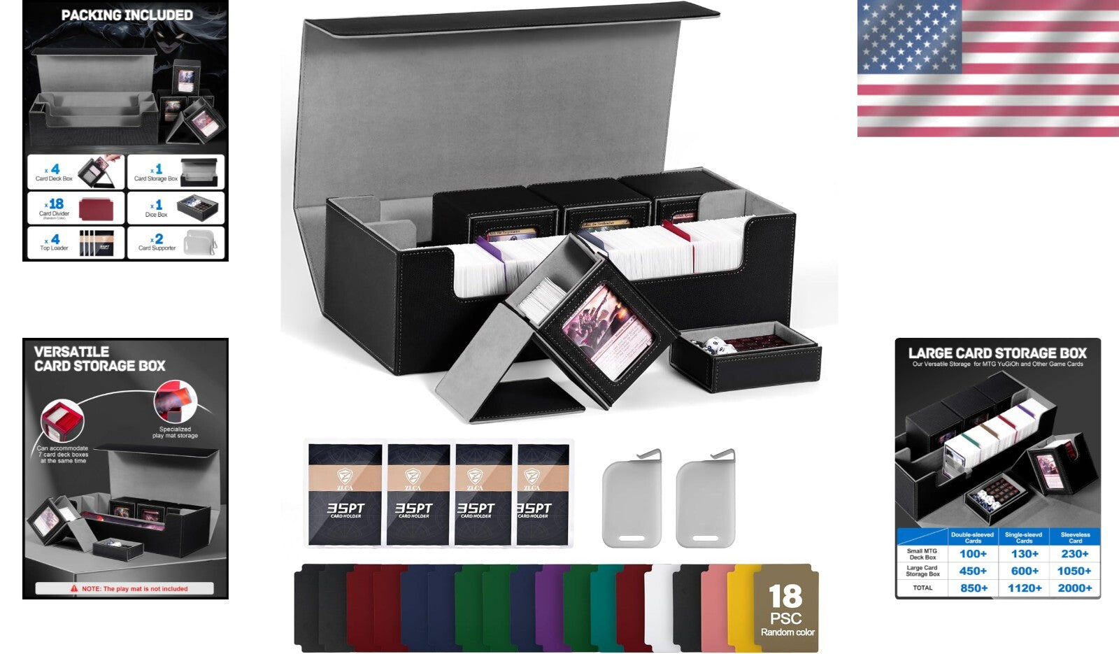 Deluxe 5-in-1 TCG Card Storage Box with Magnetic Closure & 4 Commander Decks
