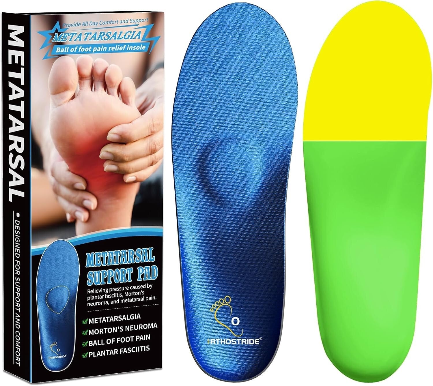 Breathable Orthotic Insoles for Metatarsalgia and Plantar Fasciitis Pain Relief