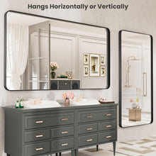 Load image into Gallery viewer, Versatile Horizontal or Vertical Black Metal Bathroom Mirror - Easy Install