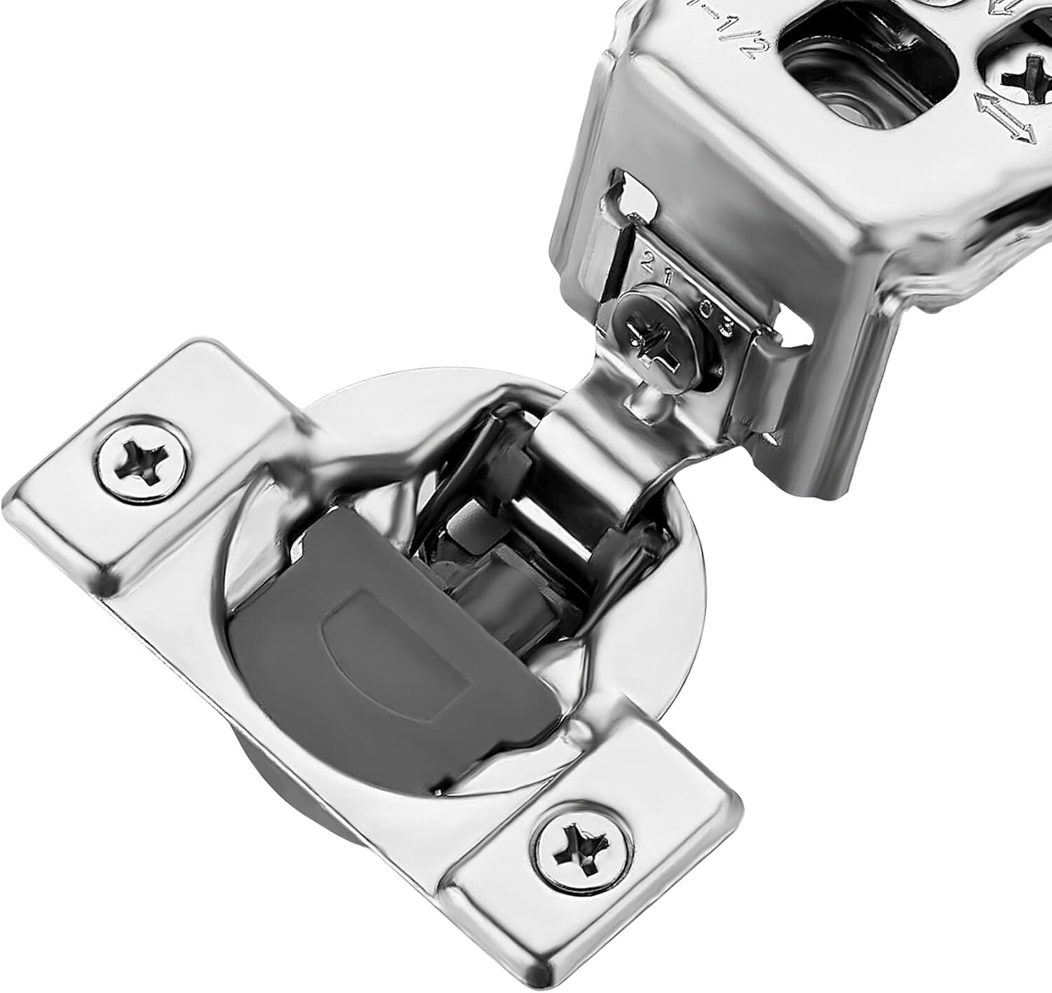 Adjustable 1-1/2 Inch Overlay Cabinet Hinges - 50 Soft Close Stainless Steel Set