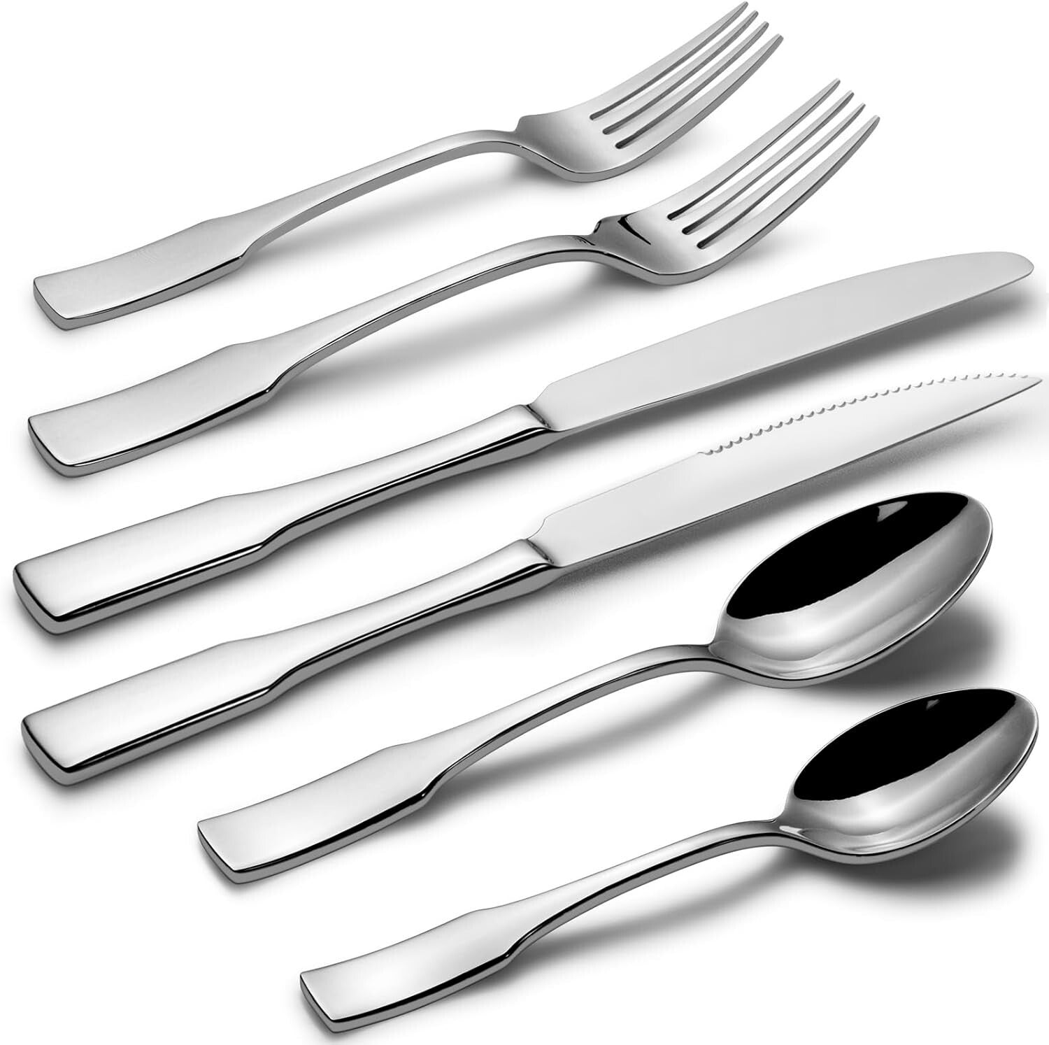 Dishwasher Safe Kate 48-Piece Cutlery Set - Mirror Polished Stainless Steel