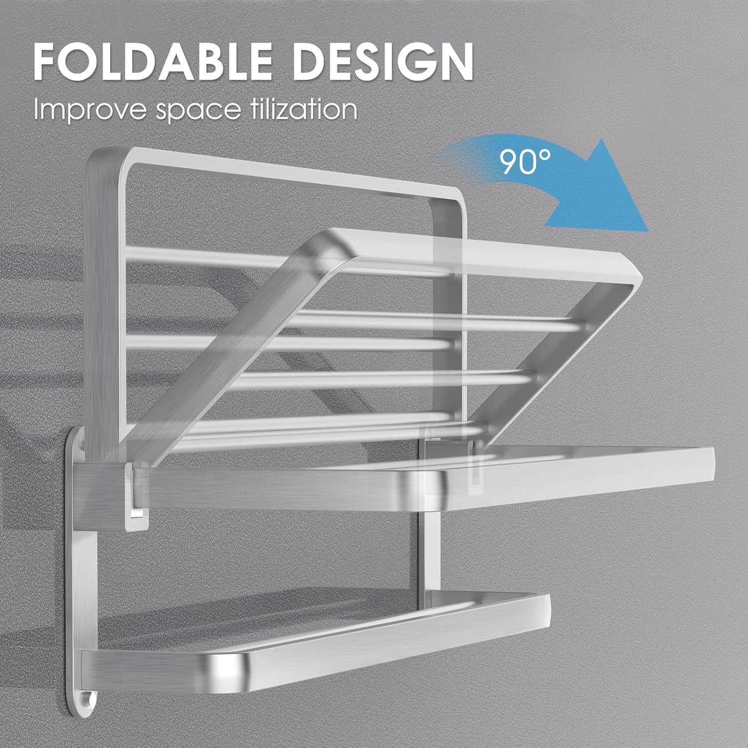 Elegant Brushed Satin Nickel 24-Inch Towel Shelf with Dual Bars - Wall-Mounted