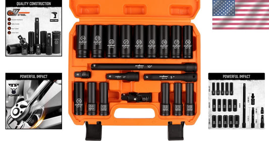 Corrosion-Resistant 20-Pc Impact Socket Set (10-24mm) with Custom Storage