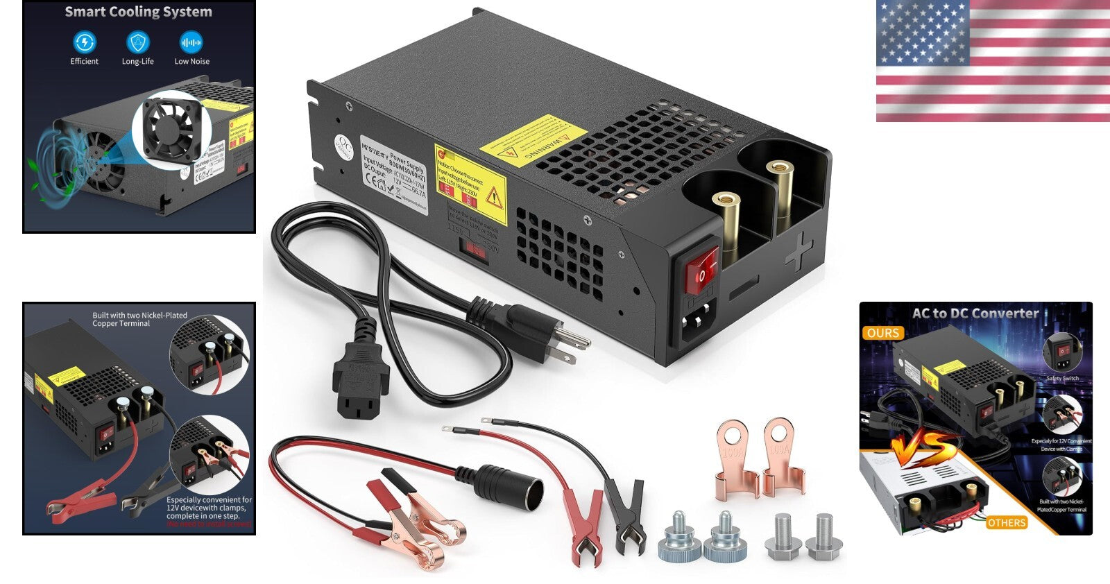 Adjustable Power Supply 12V DC Converter, 83.4A Max for LED Strips & More