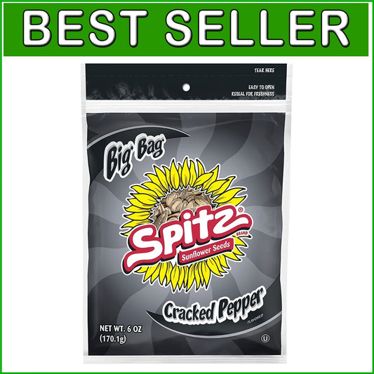 Cracked Pepper Sunflower Seeds - 6 oz Bags, Pack of 12 - Perfect Snack Anytime