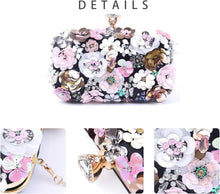 Load image into Gallery viewer, Elegant Evening Clutch with Rhinestone Closure &amp; Floral Detail - Women’s Fashion