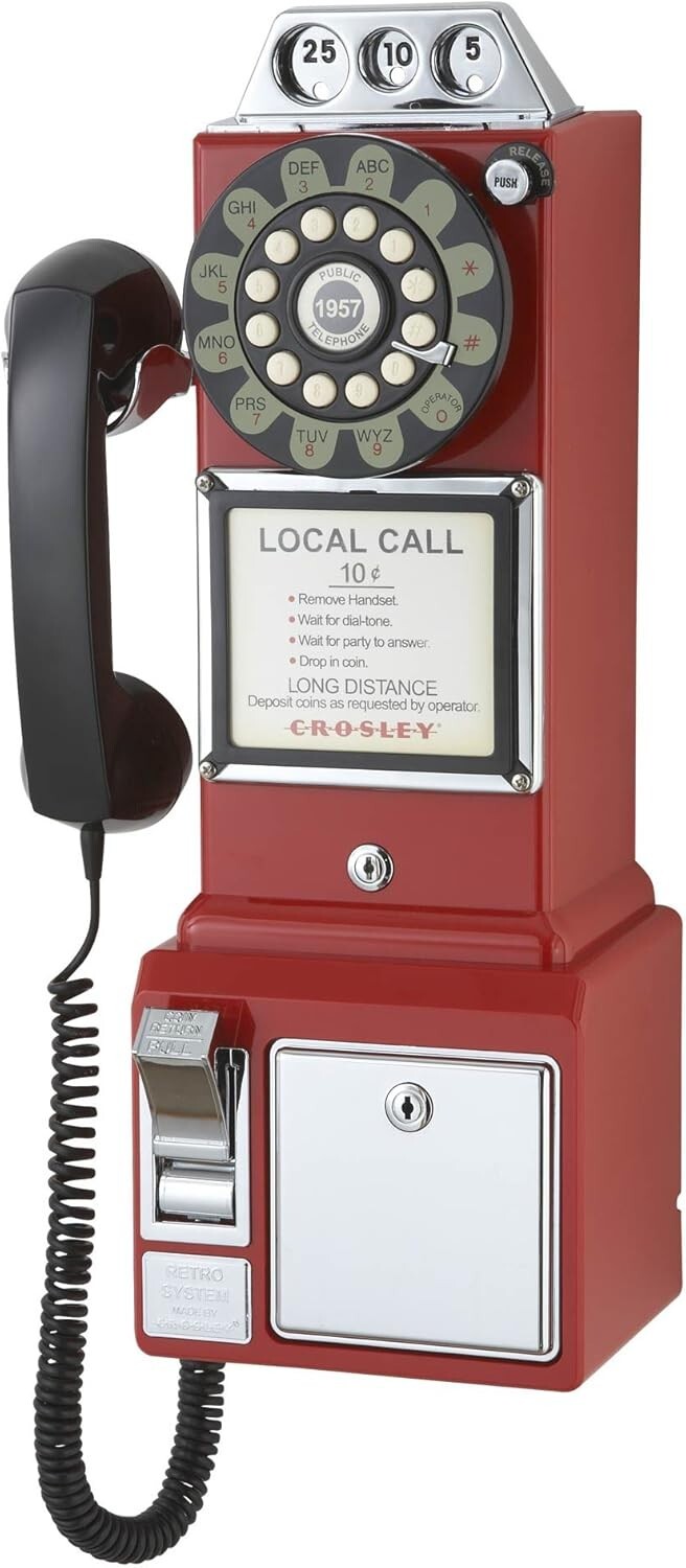 Classic 1950s Payphone - Retro Charm Meets Modern Push Button Convenience
