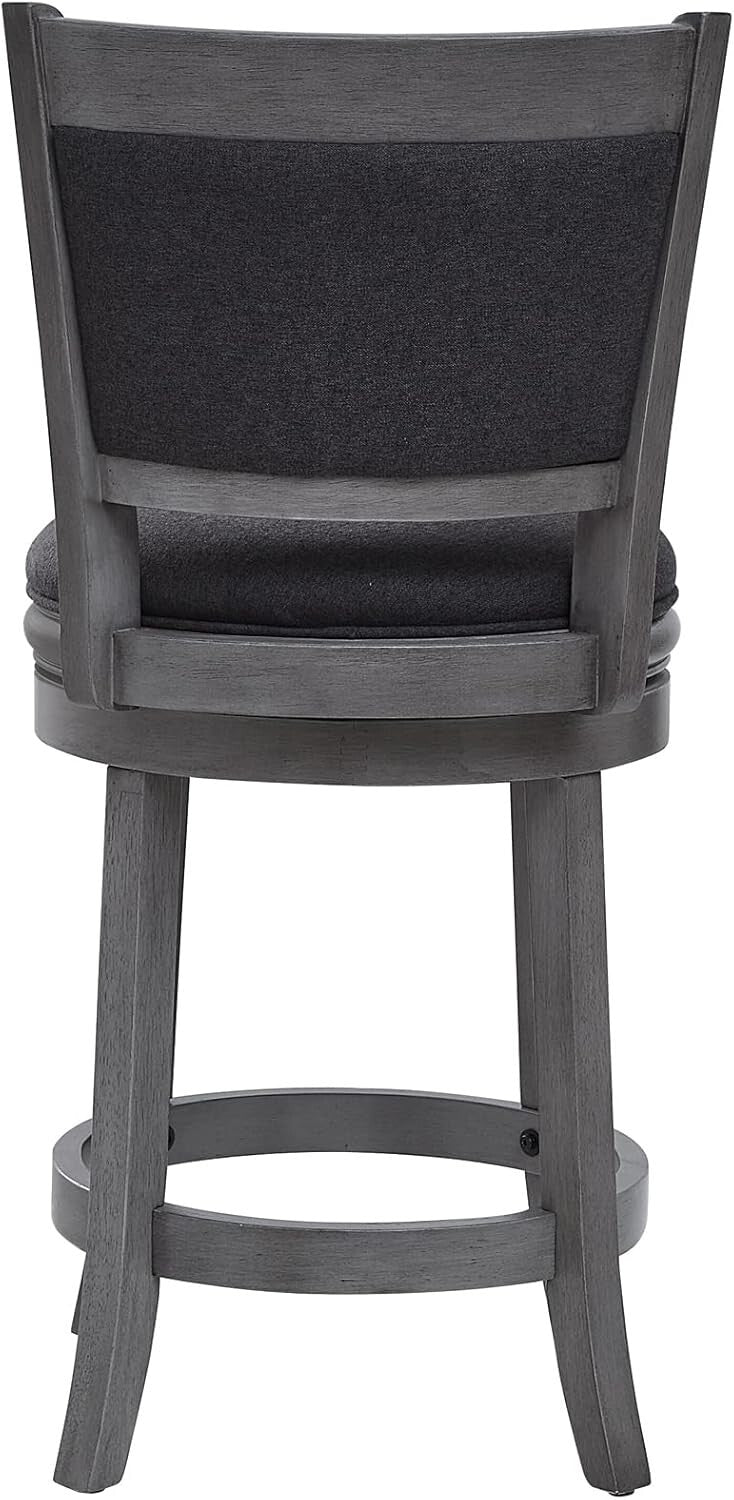 Elegant 24-Inch Dark Grey Upholstered Swivel Counter Stools - Modern Design