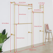 Load image into Gallery viewer, Industrial Style Wall-Mounted Clothes Rack - Gold Finish 330.7 lb Capacity