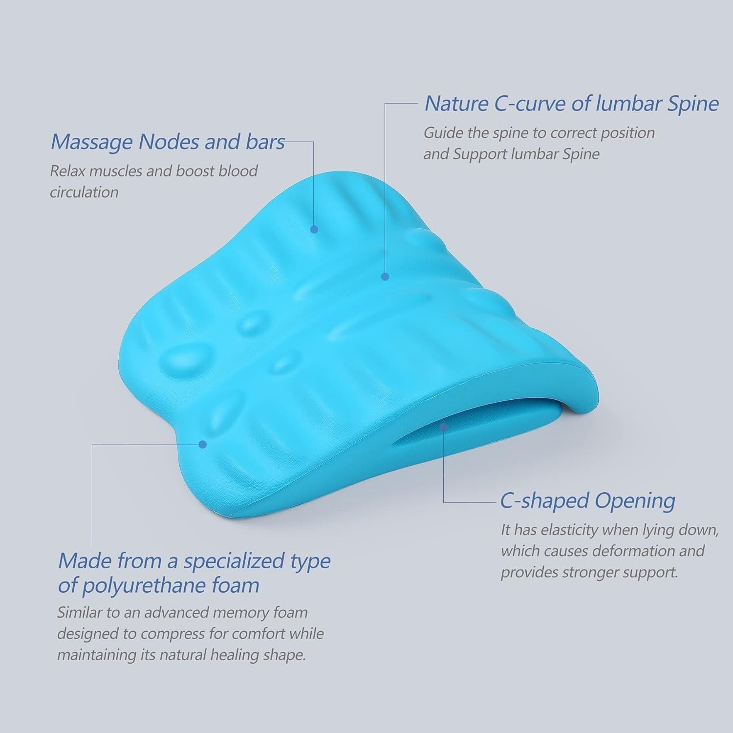 C-Shaped Back Stretching Cushion with Massage for Sciatica and Stenosis Relief