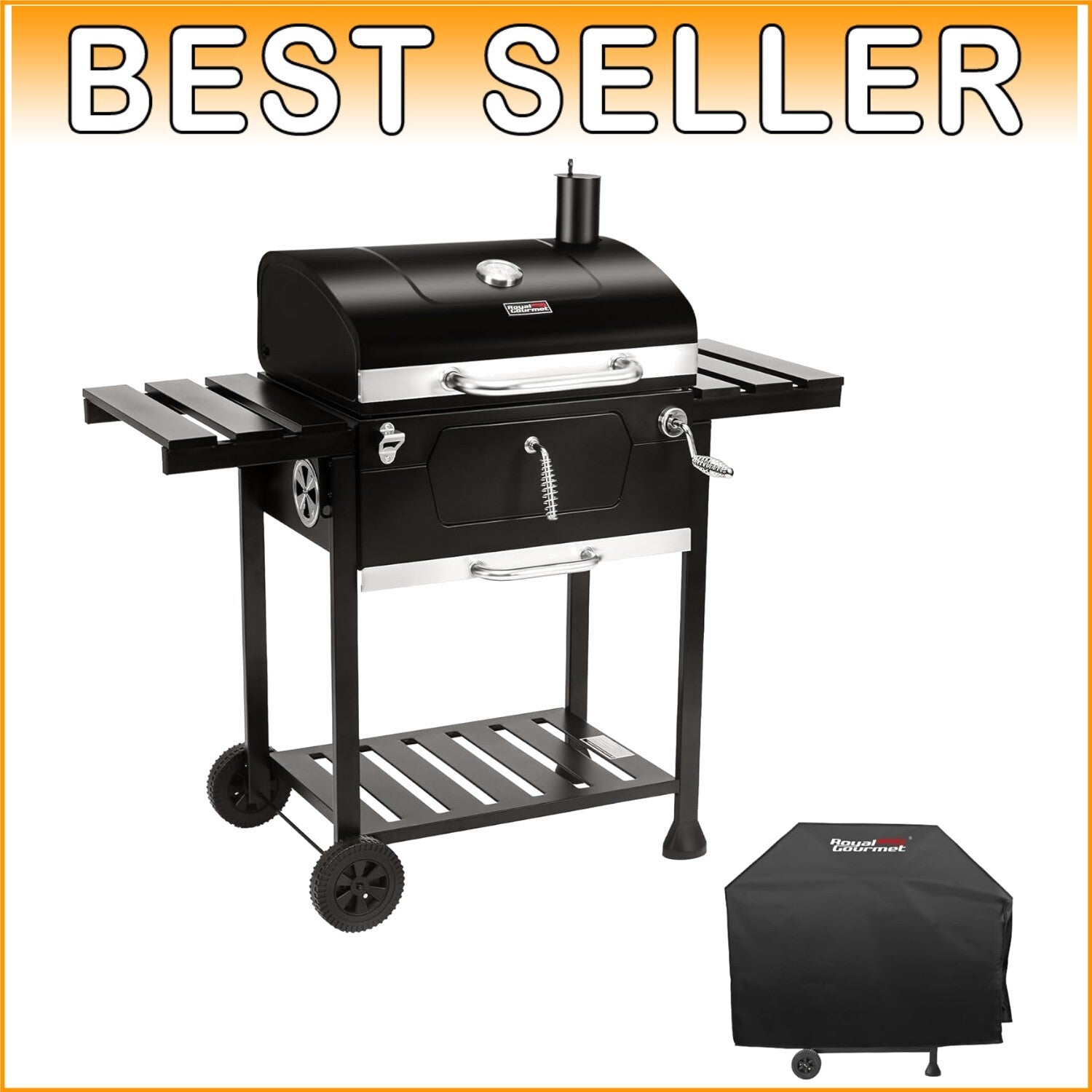 Charcoal Grill with Adjustable Height & Collapsible Tables - Perfect for Picnics