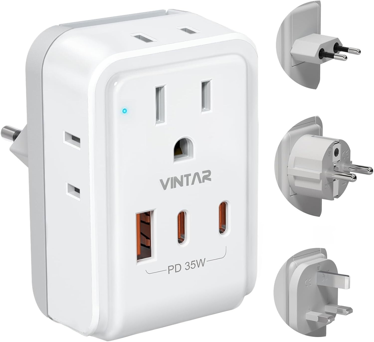 Versatile Multi-Region Travel Adapter with Detachable Plugs & Fast Charging