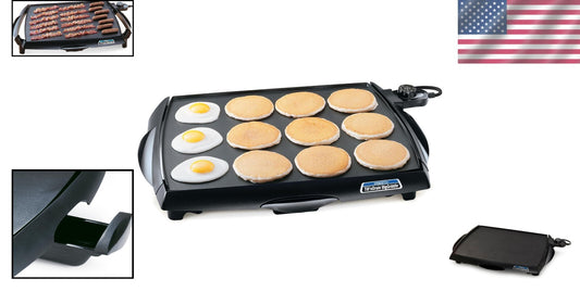 Extra-Large Ceramic Electric Griddle with Drip Tray - Perfect for Family Meals