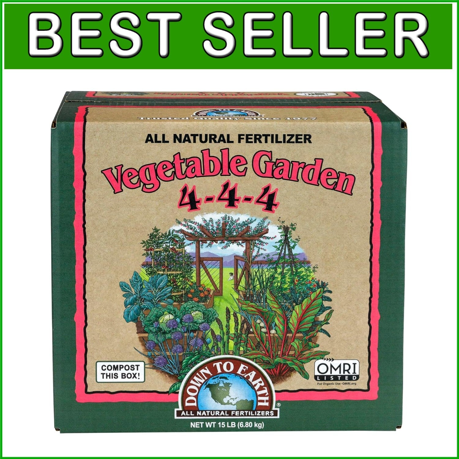 All-Natural 15 lb Vegetable Fertilizer 4-4-4 Mix for Healthy Garden Growth