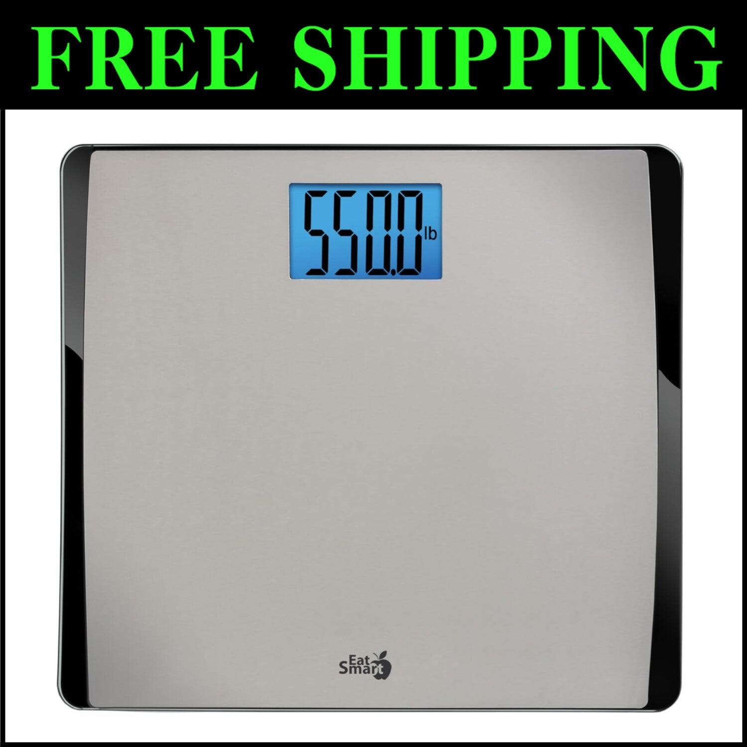 Eat Smart 550 lb Digital Bathroom Scale with Extra Wide Platform & LCD Display