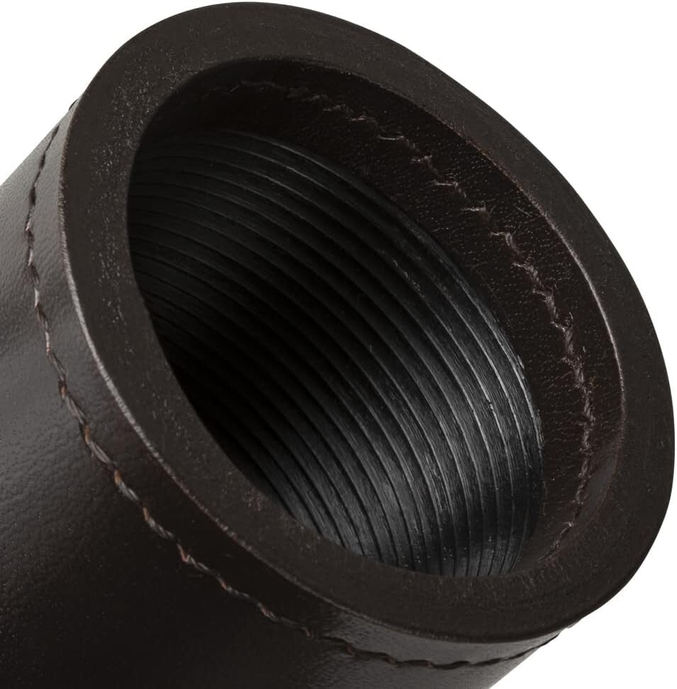 Handmade Luxury Dark Brown Leather Dice Cup Set with 5 Dice & Carry Bag