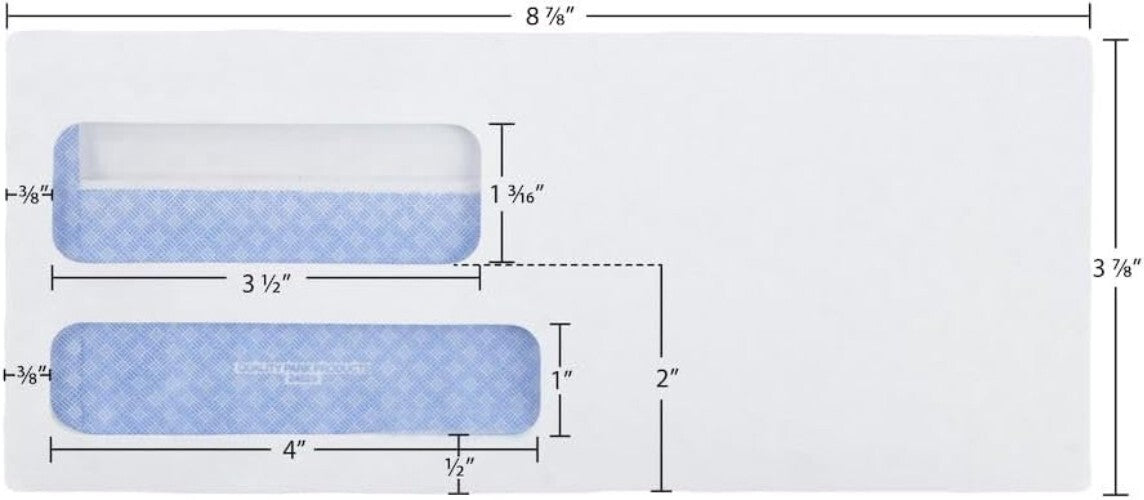 Secure Self-Seal Double Window Envelopes - 500 Count, Ideal for Invoicing
