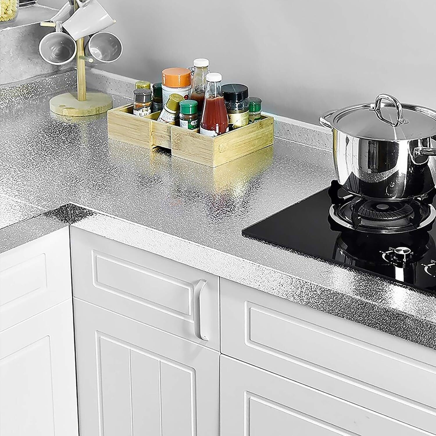 15.7'' x 708'' Heat Resistant Aluminum Foil Contact Paper for Kitchen Decor