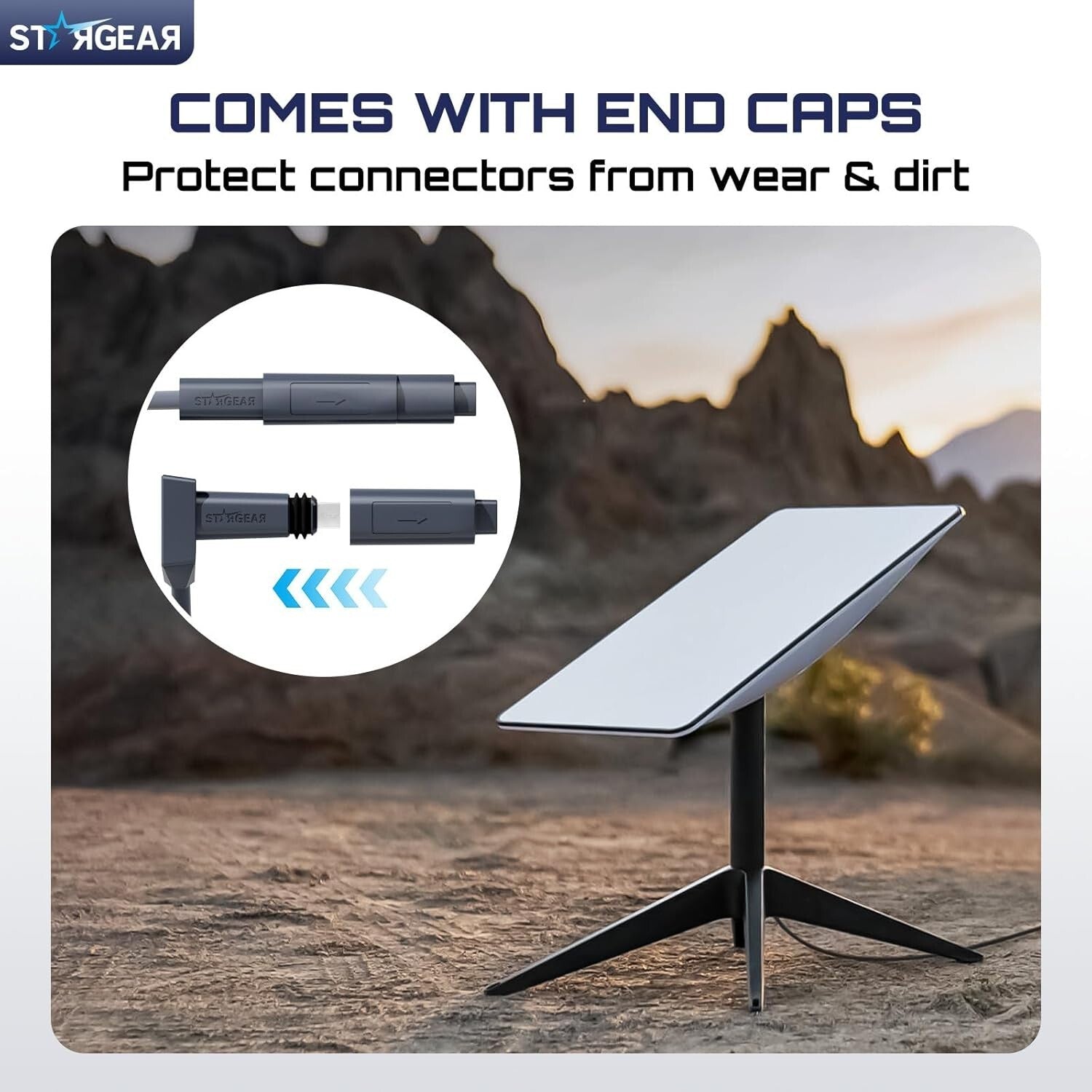 Durable 75FT Starlink Cable with Dustproof Covers for Gen2 Rectangular Satellite